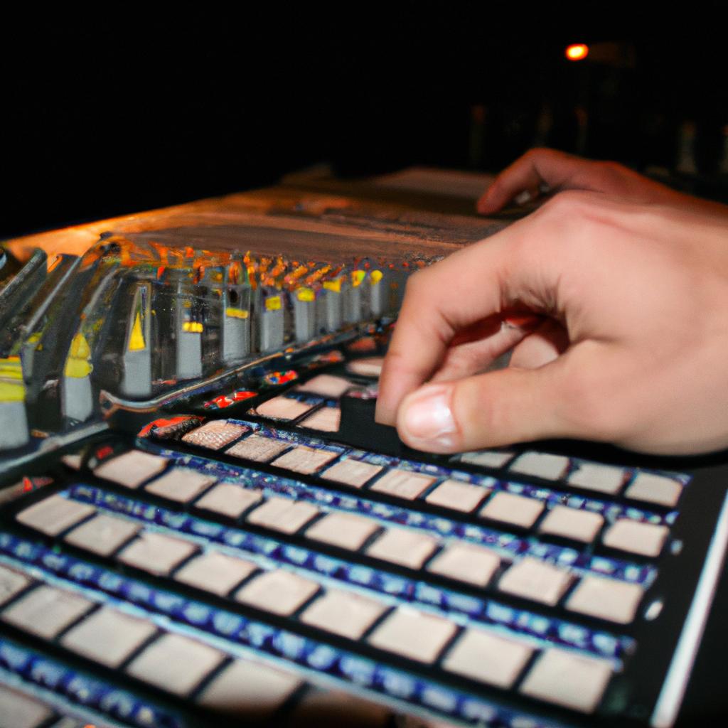 Person operating audio mixing console